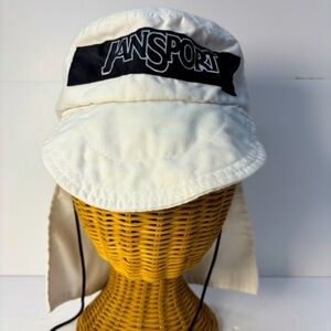 90’s Jansport White Flap Hat W/Drawstrings Sun Blocking Vtg Cap Y2K Outdoor